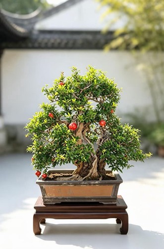 Punica bonsai tree potted - bonsai,